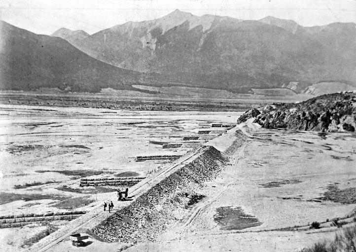 Progress on the Midland Railway (Christchurch to Greymouth), the formation on the Christchurch side, two miles past Cass.