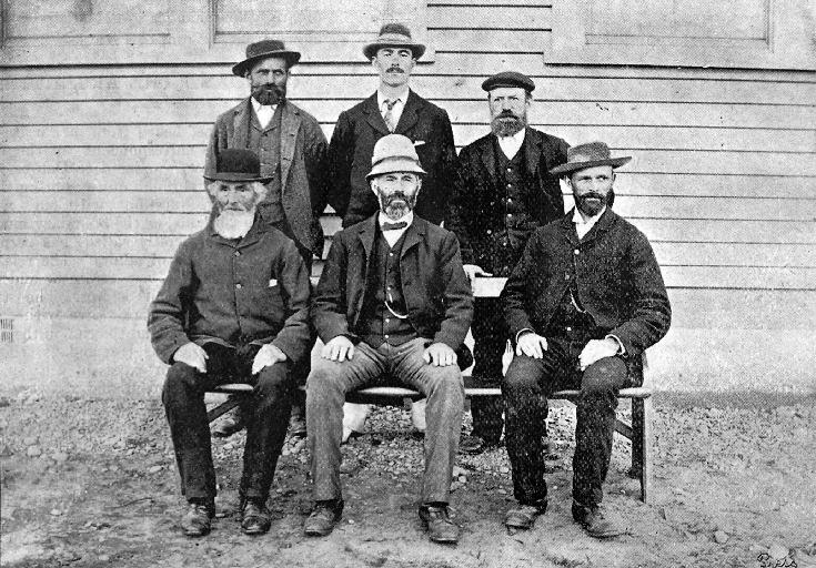 The Committee Back row.- Messrs Collins, Mr R. Williams (Master), Mt Tunner. Front row.- Messrs. Gallagher, W. Chamberlain (Chairman), T. Blay.