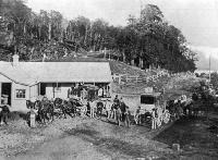 The old Bealey Hotel, photographed about the time of the Christchurch Exhibition. 1882.