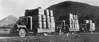 A portion of the wool clip leaving Lake Coleridge station for the railway at Glenntunnel.