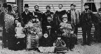 The New Zealand and Chatham Island natives who escorted the body of Apa Taiaroa from the Chathams.