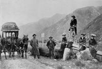 On the dividing line between Canterbury and Westland, Arthur's' Pass. The white stone marks the division between two provincial districts.