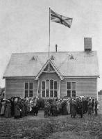 A snapshot at Lincoln during the speech-making connected with the unfurling of the flag.