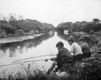 Brian McKeown, John Judge and Terry McKeown are shown fishing on the Avon River