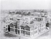 Cathedral Square from the Cathedral tower, showing the Post Office built in 1879 