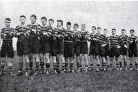 Christ's College rugby team line-up : shown before the annual School-College rugby match.
