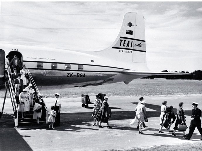 Passengers disembarking from a TEAL flight at Christchurch International Airport 