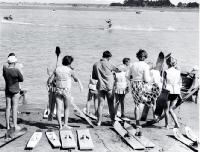 A group of water-skiers waiting their turn at the Water-Sports Carnival at Kairaki 