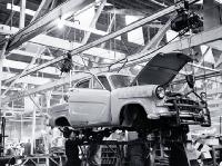 A Standard Vanguard Phase III shown being assembled at the assembly plant in Tuam Street, between Barbadoes and Madras Streets, Christchurch