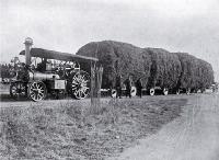 Mr E. G. Church's traction engine hauling 15 tons of clover from Greenstreet to A.E. Small's dairy farm at Wakanui, Ashburton 