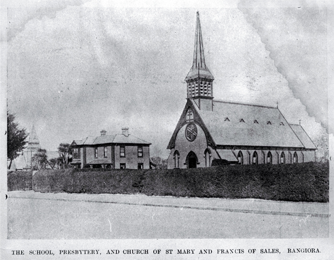 The school, presbytery and Church of St Mary and Francis de Sales, Rangiora 