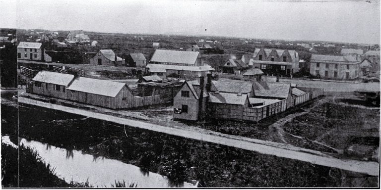 Market Place (later Victoria Square), Christchurch, 1862 : a panorama looking towards the north-east.