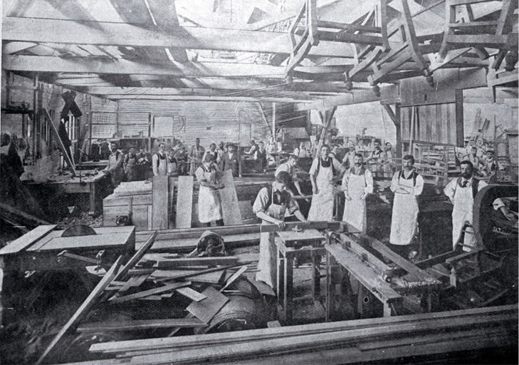 Interior of Messrs. J. Ballantyne and Company's furniture factory, Tuam Street, Christchurch 