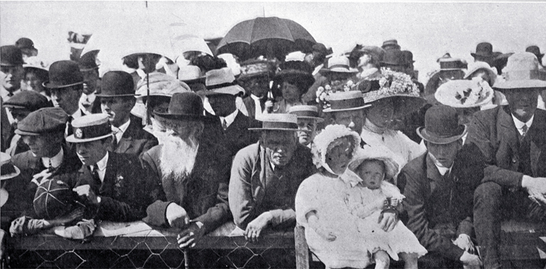 Some of the spectators watching events at the Canterbury Agricultural and Pastoral Association's Metropolitan Show, held at the Addington Showgrounds 