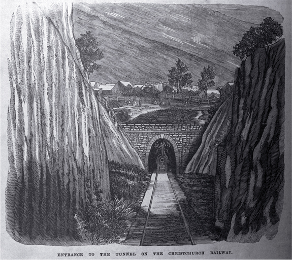 Entrance to a tunnel on the Christchurch railway 