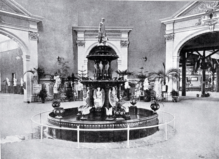 New Zealand International Exhibition : the grand hall with central fountain.