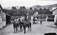 The coach to Akaroa at Duvauchelle's Bay, Banks Peninsula 