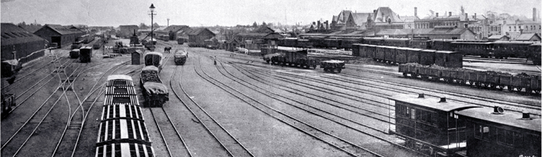 The railway yard and station, west of the Madras Street bridge 
