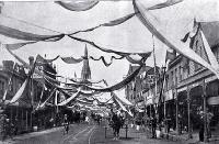 Street decorations for the Canterbury jubilee celebrations in December 1900 shown here in Colombo Street north 