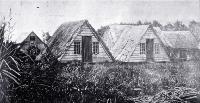 Settlers' V huts in Hagley Park : photographed by Dr Barker in the 1850s.