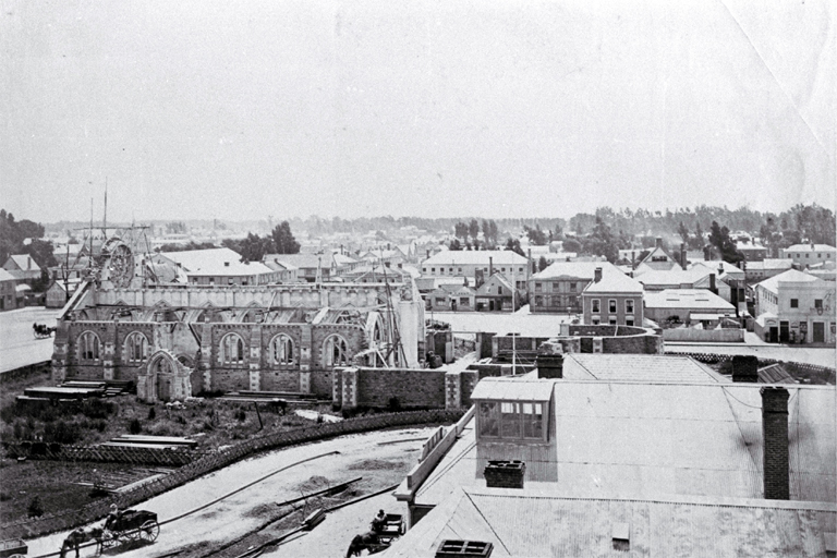 View of Cathedral Square to the north from the Bank of New Zealand corner 