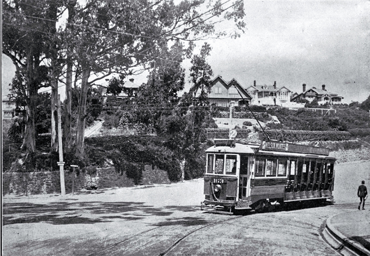 A tram heading over Cashmere Hills, Christchurch 