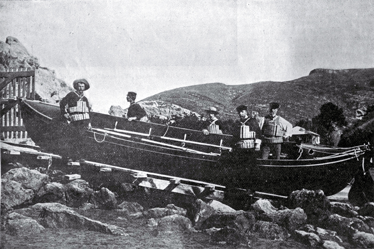 The new lifeboat at Sumner, Rescue, and her crew 