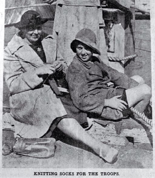 Knitting socks for the troops serving overseas in World War Two (1939-45) 