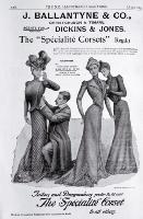 An advertisement for corsets sold by J. Ballantyne & Co., Christchurch and Timaru 