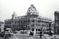 The Royal Exchange Building shown under construction in Cathedral Square 