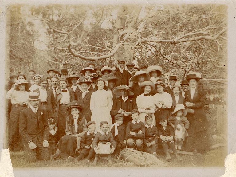 Large group several generations outdoors