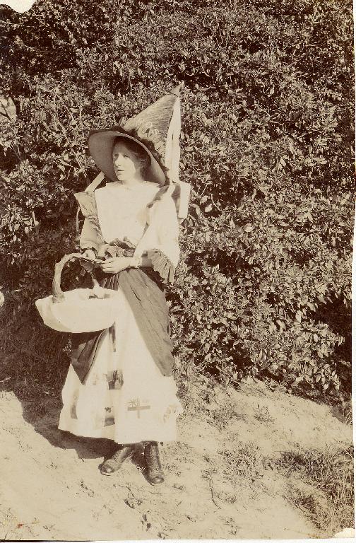 Maidie Gikblett dressed up for the wheelbarrow sale