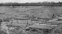 Bridging the Selwyn river, Canterbury. Left: Making concrete piles on the site of the new bridge.